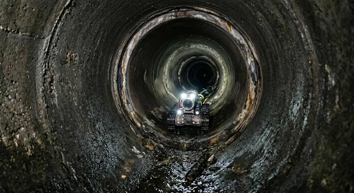 Robotic sewer camera inspecting pipe interior for Drain Snake Service in Josephine