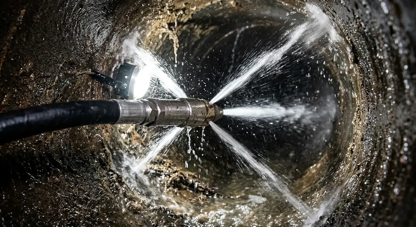 High-pressure hydro jetting nozzle cleaning sewer pipe for Storm Drain Cleaning in Josephine